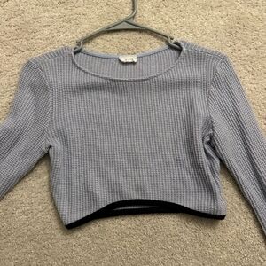 Zara Blue Crew Neck Sweater Ribbed Texture